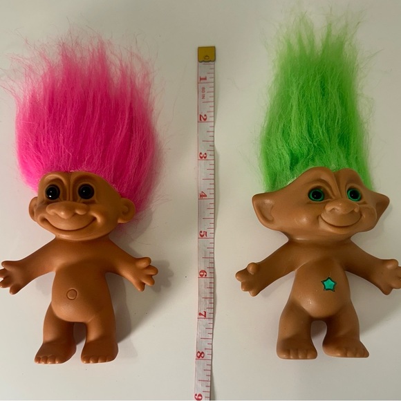 2 Vtg troll dolls One pink hair/ Green Hair Jewel 4" high doll russNovelty - Picture 5 of 5